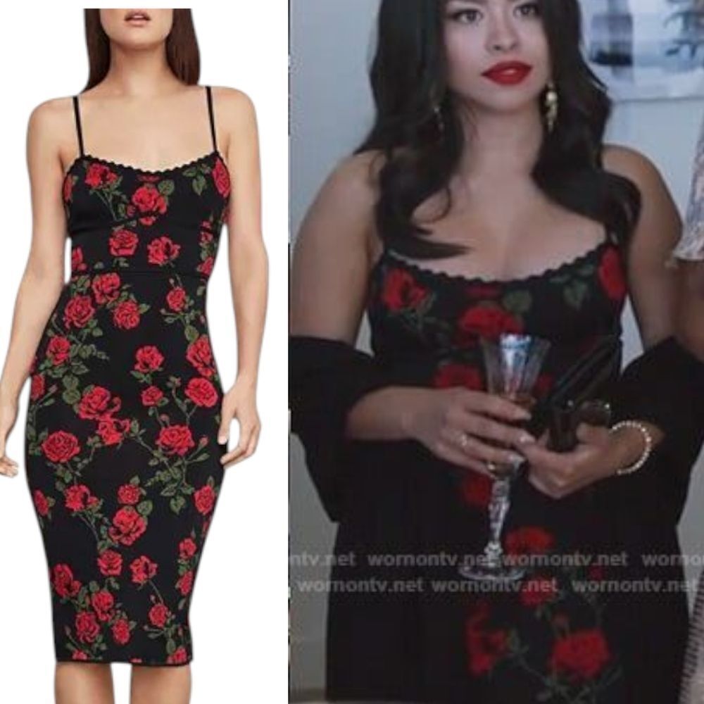 BCBGmaxazria  Stunning Rose Knit Jacquard Dress Small